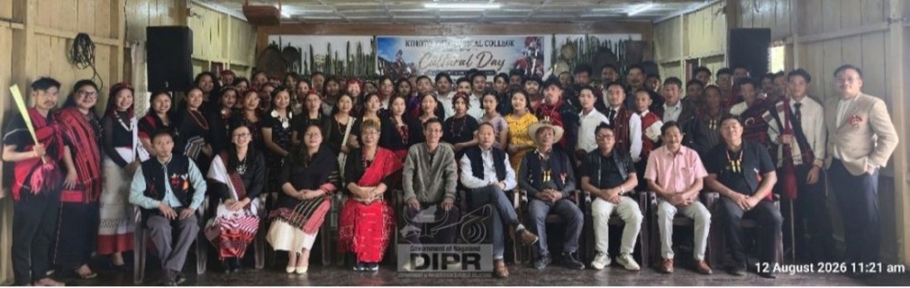 Advisor, Youth Resources & Sports, S Keoshu Yimchunger, along with officials and participants during a Cultural Day programme at Kihoto Theological College, Yakor, Shamator, on August 12. (DIPR Photo)